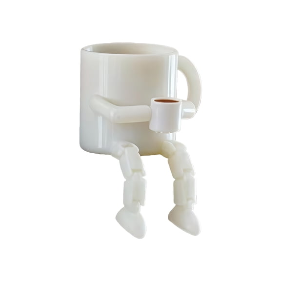 3D Printed Coffee Cup/Bean Figurines with Flexible Articulated Leg 3D Printer Coffee Fidgety Toy Stress Relief Gift