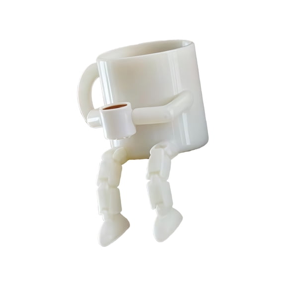3D Printed Coffee Cup/Bean Figurines with Flexible Articulated Leg 3D Printer Coffee Fidgety Toy Stress Relief Gift