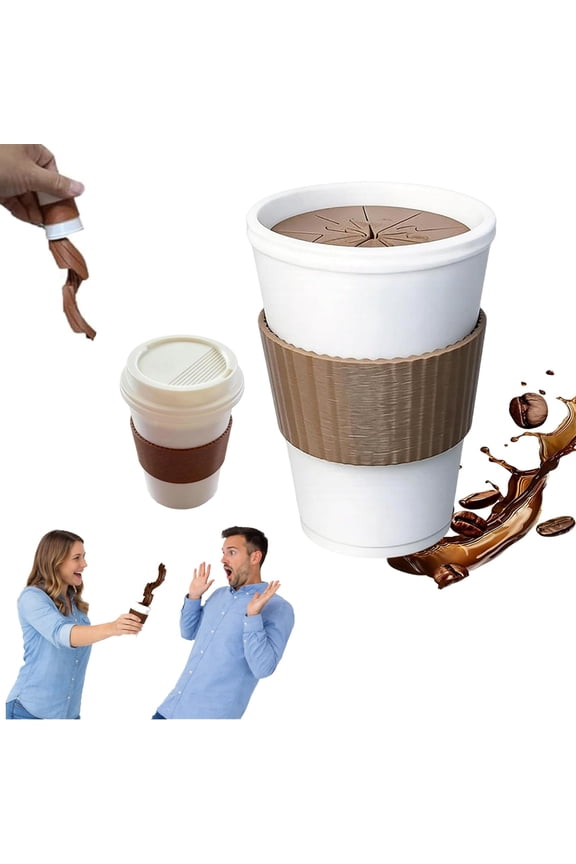 3D Printed Coffee Spill Fidget, Spiral Fidget Toy with Realistic Pouring Effect, Realistic Coffee Cup Desk Fidget Keychain, Novelty Prank Gift, The Amazing Spilled Coffee Optical Illusion (1Pcs)