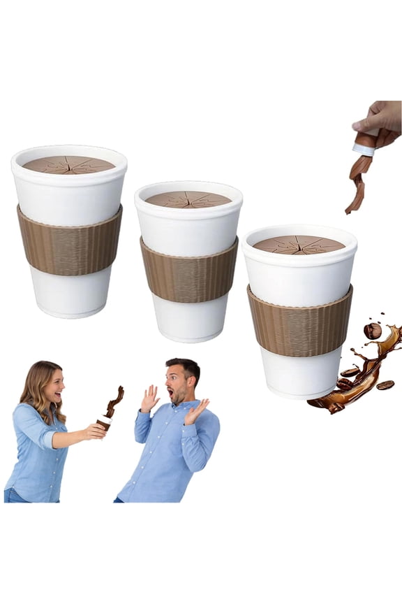 3D Printed Coffee Spill Fidget, Spiral Fidget Toy with Realistic Pouring Effect, Realistic Coffee Cup Desk Fidget Keychain, Novelty Prank Gift, The Amazing Spilled Coffee Optical Illusion (1Pcs)