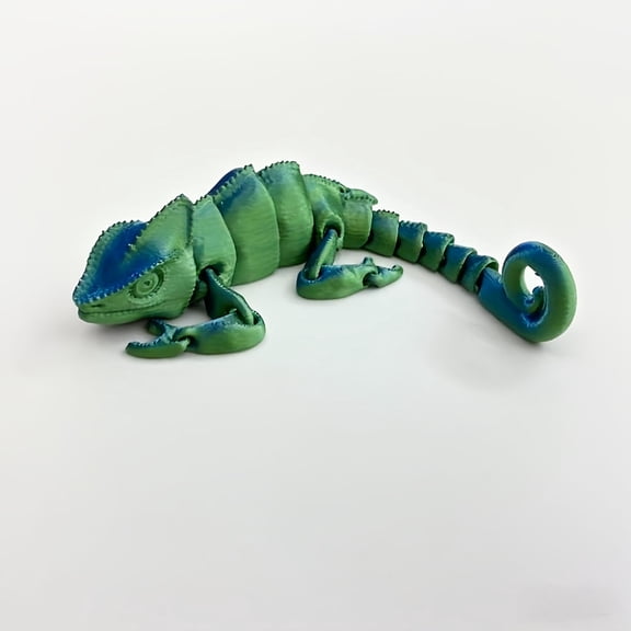 3D Printed Color-Changing Chameleon Statue - Self-Adaptive Lizard Figurine with Glowing Eyes, Realistic Scales, No Electricity Needed, Durable Plastic Indoor