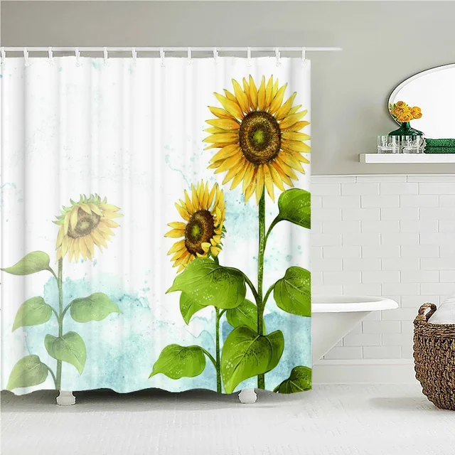3D Printed Colorful Flowers Shower Curtains Bathroom Curtain for Home