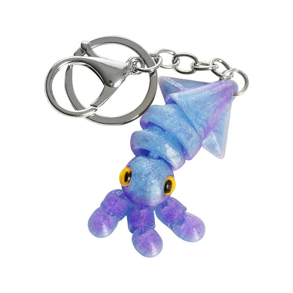 3D Printed Colorful Squid Keychain With Durable Metal Ring Cute And Fun Accessory For Bags Backpacks And Keys