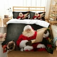 thumbnail image 1 of 3D Printed Comforter Cover Home Bed Sets Black Background Santa Claus Pattern Gift For Children Teens,Full (80"x90"), 1 of 6