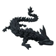 3D Printed Crystal Dragon Articulated Figurine, Flame Orange Movable Dragon Model, Flexible Animal Sculpture for Home Decor, 11-inch