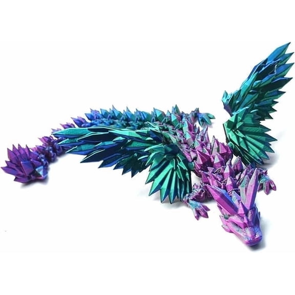 3D Printed Crystal Dragon with Wings Model,Articulated Winged Dragon Toys,Flexible Joint Animal Model Figurines, Stress Relief, Fidget restlessness, ADHD Toys, Surprise Fantasy Gifts (7.1inch)