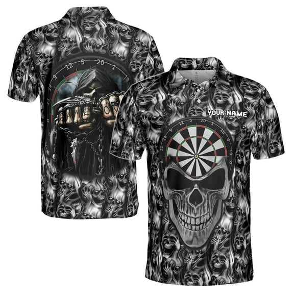 3D Printed Customized Skull Dartboard Casual Men's Polo Shirt S-5XL