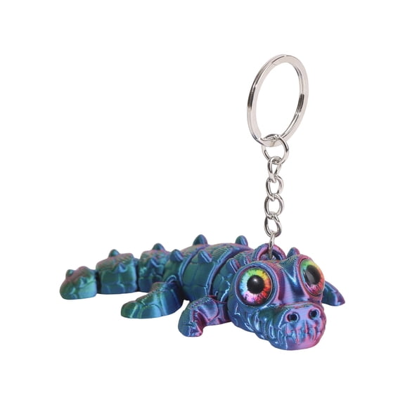 3D Printed Cute Alligator Keychain – 3D Eye Design School Bag Pendant, Animal Key Ring Gift for Kids & Teens, Durable Mini Backpack Accessory,Pink
