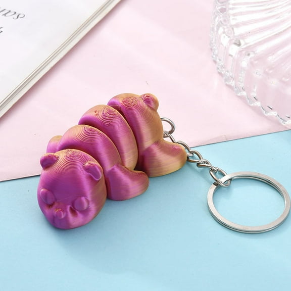 3D Printed Cute Animal Keychain - Colorful Bag Charm for Animal Lovers, Practical Key Ring for Daily Use & Teenagers’ Backpack Decoration
