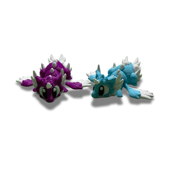 3D Printed Cute Baby Dragon Set (2-Pack)  Mini Fantasy Desk Figurines  Handmade PLA Collectibles