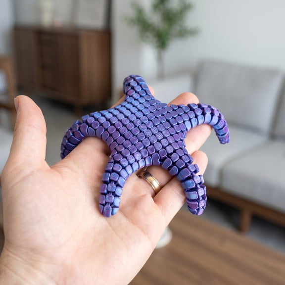 3D Printed Deformable Starfish Ornament, Ocean Animal Decor for Garden Bedroom, 3D Printed Fidget Desk Starfish Figurine, Perfect Gift for Birthday Holidays Halloween