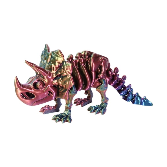 3D Printed Dinosaur Model Triceratops Skeleton Toy 8.66 Inch Movable Jointed Dragon Sculpture for Home Decor and Educational Science Play