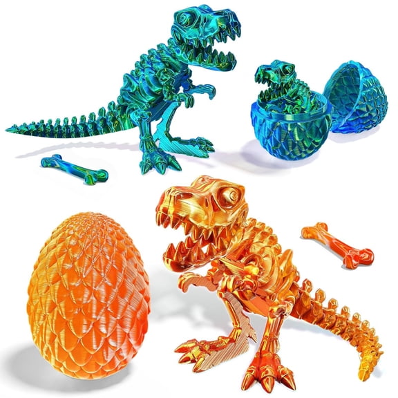 3D Printed Dinosaur Skeleton T-Rex Action Figures with Dino Eggs