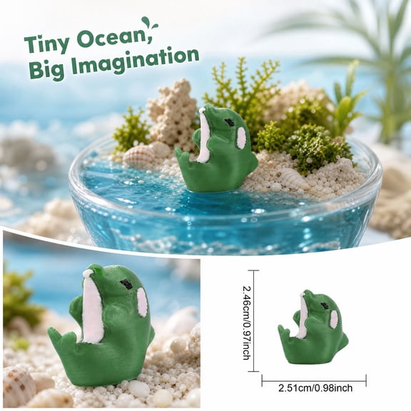3D Printed Dolphin Figurine with Articulated Movable Joints Plastic Miniature Ocean Animal Ornament for Desktop Decor and Micro Landscapes