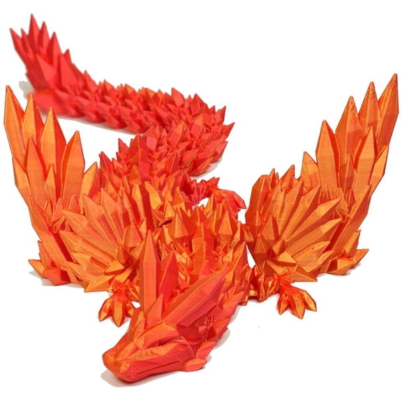 3D Printed Dragon - 17.7 Inch Gradient with Movable Wings, Poseable Adult Desk Decor & Display Piece, Fantasy Model