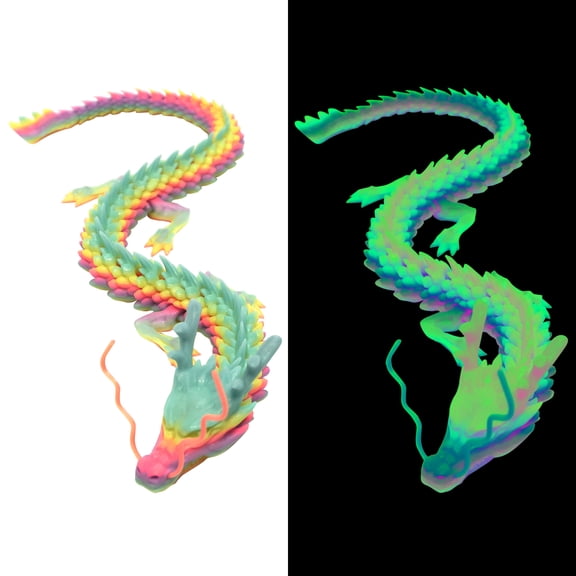 3D Printed Dragon Glow in The Dark, 23.5 Inch 3D Dragon Fidget Toys for Autism/ADHD, Articulated Dragon for Home Office Car Desk Decor Toys, Easter Gifts