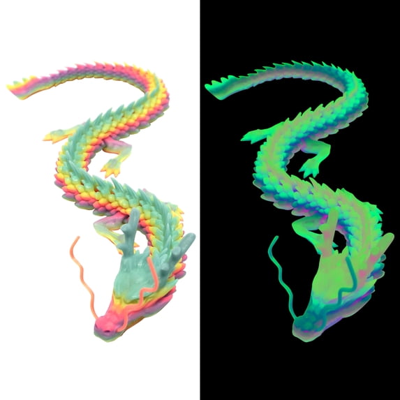 3D Printed Dragon Glow in The Dark, 23.5 Inch 3D Dragon Fidget Toys for Autism/ADHD, Articulated Dragon for Home Office Car Desk Decor Toys, Easter Gifts