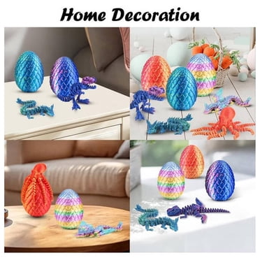 2pcs 3D Printed Dragon Models,Flexible Joint Animal Long Figurines, 3D