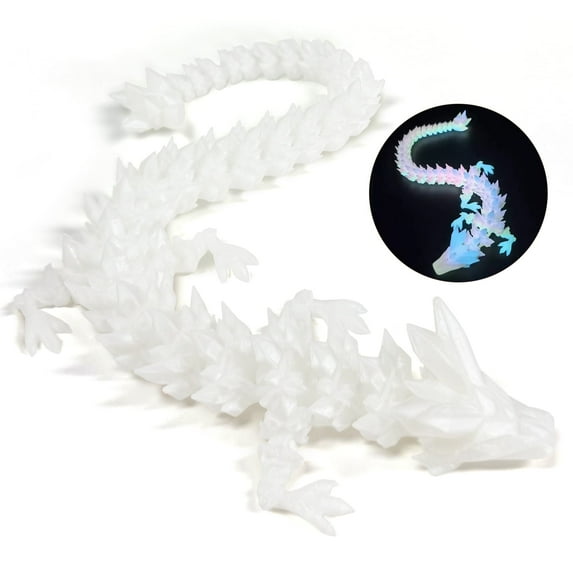 3D Printed Dragon, Cool Colorful 3D Printer Articulated Dragon Toy for Kids, 12 inch 3D Printed Easter Dragon Fidget Toys , Glow Home Figurine Decor