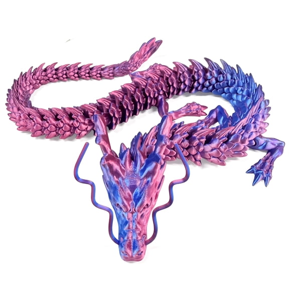 3D Printed Dragon, Cool Colorful 3D Printer Articulated Dragon Toy for Kids, 35.5 inch 3D Printed Easter Dragon ADHD Fidget Toys , Home Office Figurine Decor
