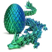 3D Printed Dragon Easter Basket Stuffers Surprise Egg,Articulated Crystal Dragon in Egg,Executive Dragon Fidget Desk Toys,Christmas Decorative Easter Egg Fillers Gifts for Boys Kids Green