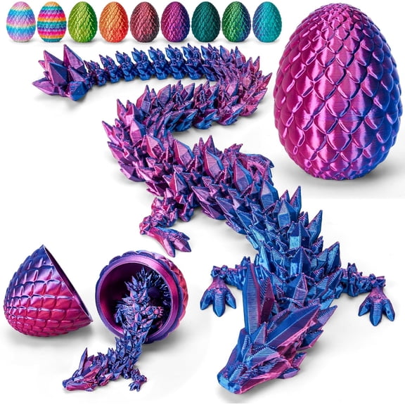 3D Printed Dragon Easter Eggs, Cool 3D Printer Articulated Crystal Dragon Toys , Surprise Animals Figurines Fidget Dinosaur Eggs Toys