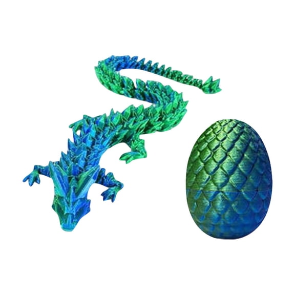 3D Printed Dragon Egg & Articulated Dragon Figure Set - Realistic 3D Printed Animals for Desk Decor, Fantasy Mythical Creature Collectible Gift
