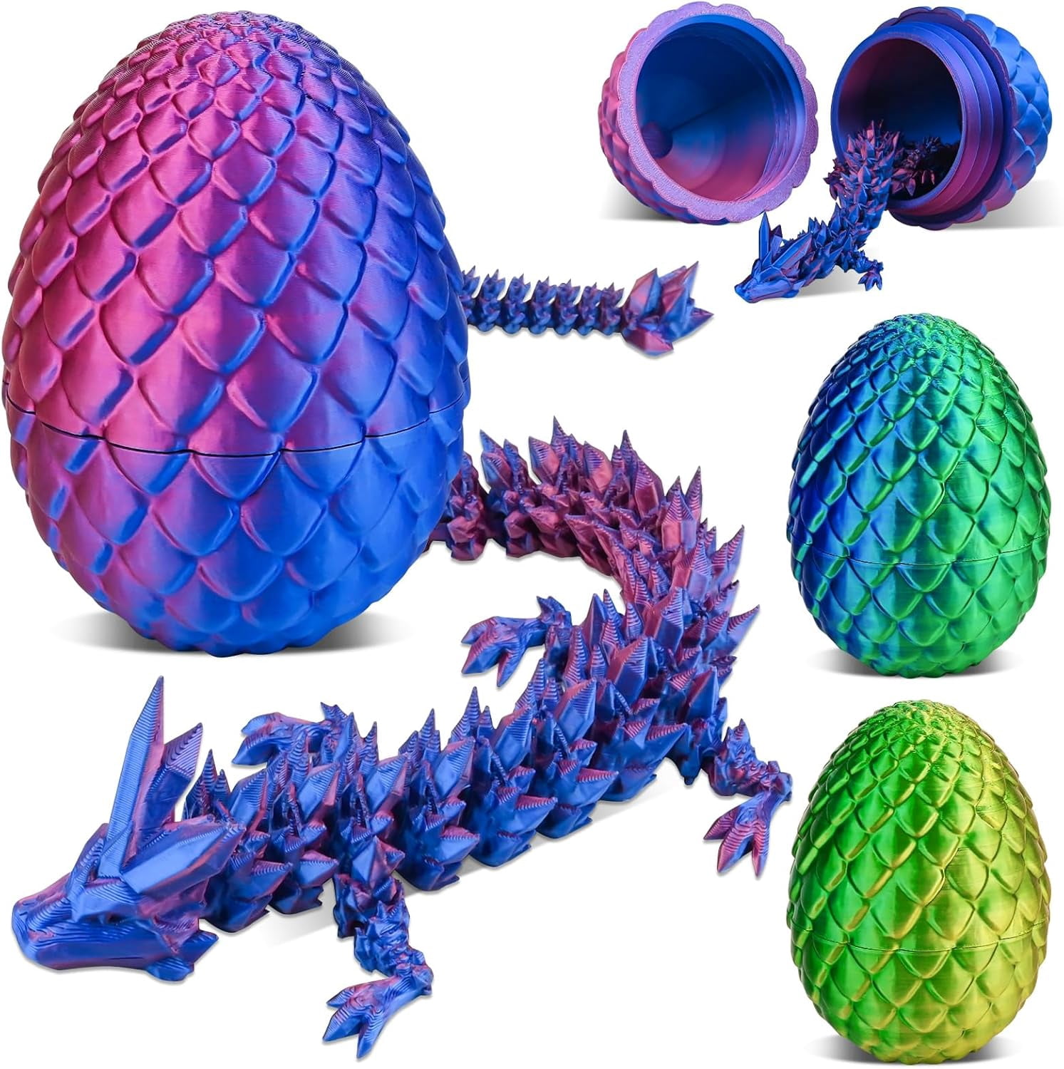 3D Printed Articulated Dragon - 12 Inch Flexible Dragon Fidget Toy, ADHD Toy, Desk Decoration, Fantasy Gift (Black)