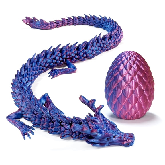 3D Printed Dragon Egg, Colorful 3D Printer Articulated Dragon Toy for Kids, 11.5 inch 3D Printed Easter Dragon Fidget Toys , Office Desk Figurine Decor
