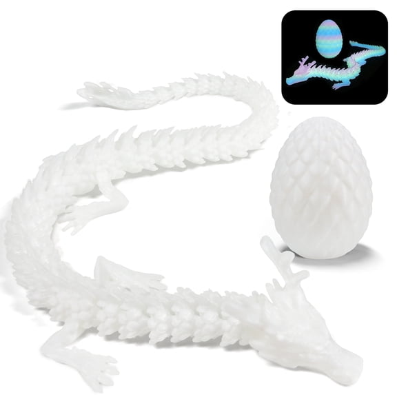 3D Printed Dragon Egg, Cool 3D Printer Articulated Dragon Toy for Kids, 12 inch 3D Printed Easter Dragon ADHD Fidget Toys , Glow Home Office Figurine Decor