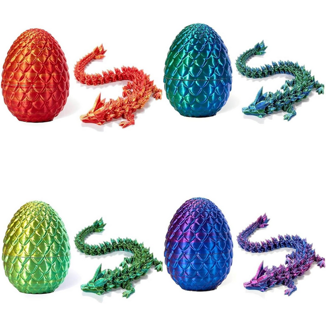 3D Printed Dragon Egg Crystal Dragon Fidget Toy Full Articulated Dragon ...