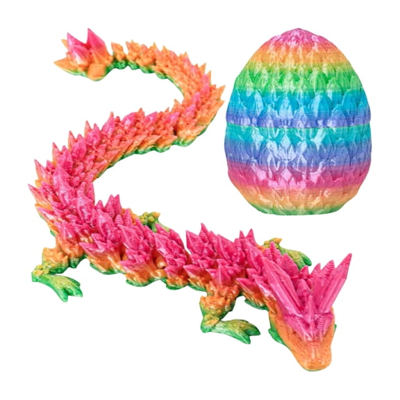 3D Printed Dragon Egg & Dragon Set, Fully Articulated Mythical Creature Figurine, Realistic 3D Printed Animals for Desk Decor, Fantasy Collectible Gift for Adults