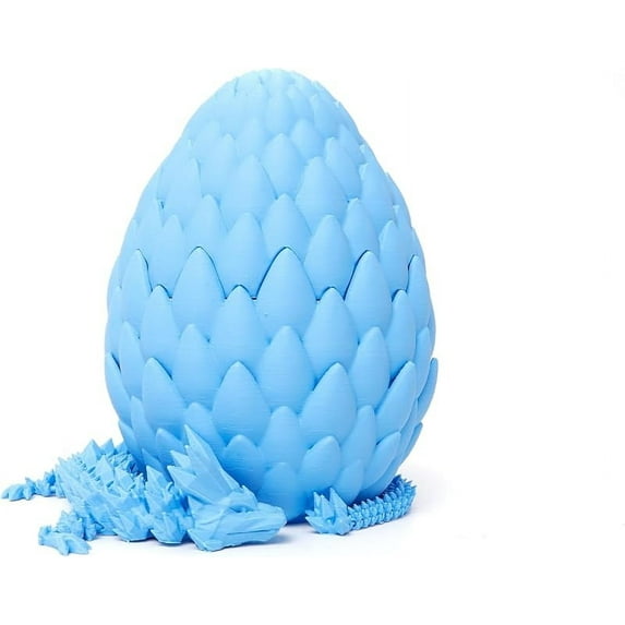 3D Printed Dragon Egg - Gold - Surprise Egg with 12" Flexible Crystal Dragon Inside, Mythical 3D Printed Gift Toy, Desk Executive Pet, Figurine Decor