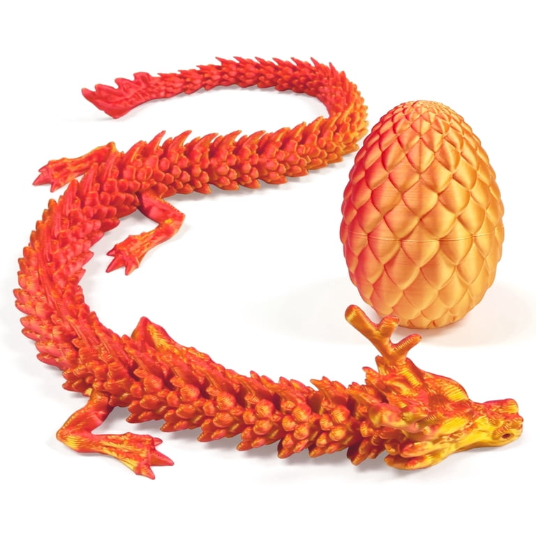 3D Printed Dragon Egg, Golden 3D Printer Articulated Dragon Toy