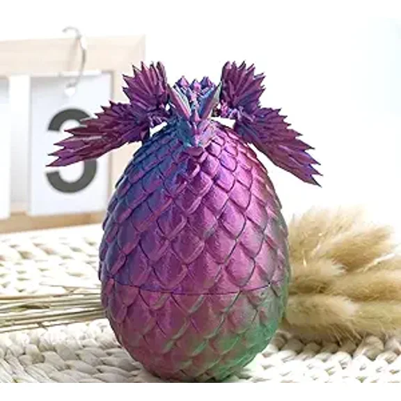 3D Printed Dragon Egg Model,Articulated Dragon Inside The Egg with Wing,Flexible Joint ET Figurines Toy, 3D Printed Stuff Cheap,Stress Relief, Fidget restlessness, ADHD Toys, Surprise Fantasy Gifts