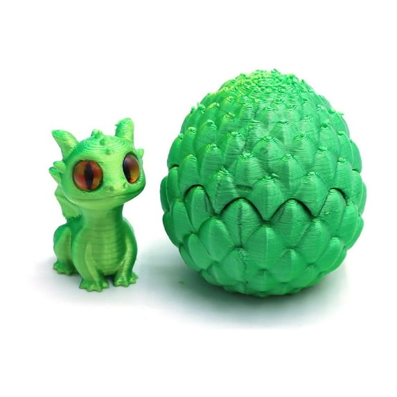 3D Printed Dragon Egg Mystery Set Articulated Flexible Dragon Action Figure Toy Decompression Stress Reliever Decor for Fish Tank Office Desk Green
