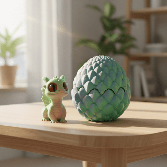 3D Printed Dragon Egg Mystery Set Articulated Flexible Dragon Action Figure Toy Stress Relief Decompression Ornament for Study Room Office Desk Turquoise