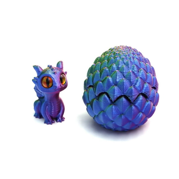 3D Printed Dragon Egg Mystery Set Fully Articulated Flexible Dragon Figure Toy Stress Relief Decompression Decor for Office Desktop Bookshelf Blue