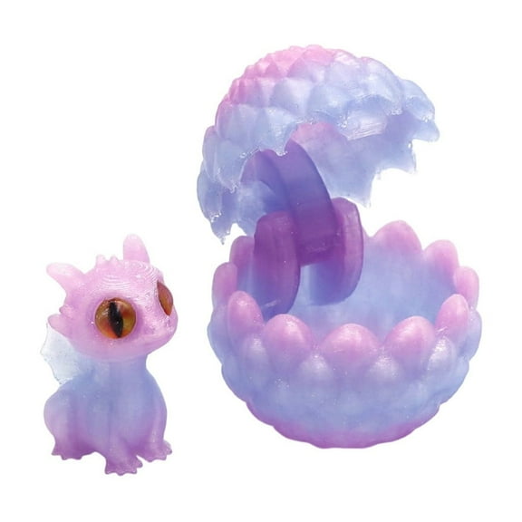 3D Printed Dragon Egg Set, Colorful Children's Toy Ornaments, Decompression Model Action Figures, Gift for Kids, Collectible Display Art, Stress Relief Fidget Toys,Purple Pink