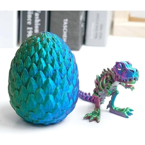3D Printed Dragon Egg, Tyrannosaurus Rex Eggs, Dragon Inside The Egg,Articulated Models,Flexible Joint Animal Model Figurines, Stress Relief, Fidget restlessness, Surprise Fantasy Gifts