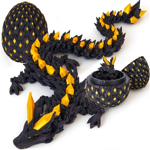 3D Printed Dragon Eggs with Dragon Inside, Articulated Crystal Dragons in Egg, Glow in The Dark Flexible Animals for Home Office Desk Decor, Halloween and Christmas gifts