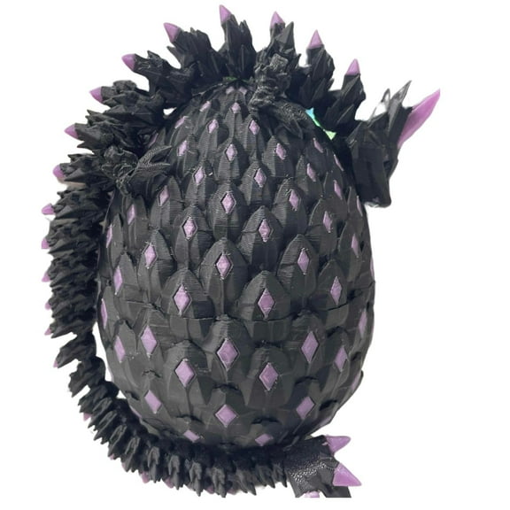 3D Printed Dragon Eggs with Dragon Inside, Articulated Crystal Dragons in Egg, Glow in The Dark Flexible Animals for Home Office Desk Decor, Halloween and Christmas gifts