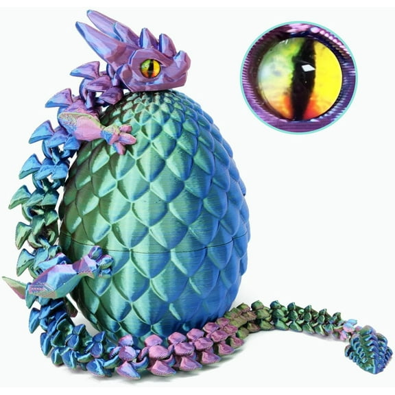 3D Printed Dragon Eggs with Dragon Inside, Easter Basket Essentials Stuffers, Mystery Crystal Dragon Easter Egg Fillers Toys, Articulated Fidget 3D Printed Animals, Surprise Gift