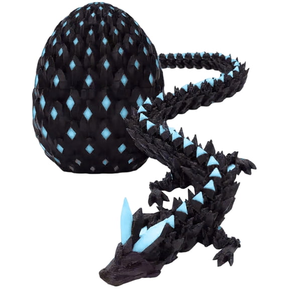 3D Printed Dragon Glow in The Dark with Matching Egg & Ultraviolet Radiator Light, UV Reactive 3D Printed Dragon Egg Set Toy for Perfect Birthday Christmas Holiday Gifts, Easter Basket Stuffers