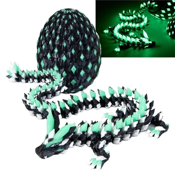 3D Printed Dragon Glow in The Dark Figurine with Matching Egg, Surprise Dinosaur