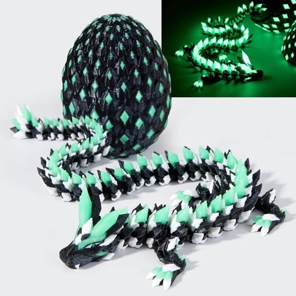 3D Printed Dragon Glow in The Dark with Matching Egg Reactive Set,Surprise Animals Figurines Dinosaur Eggs