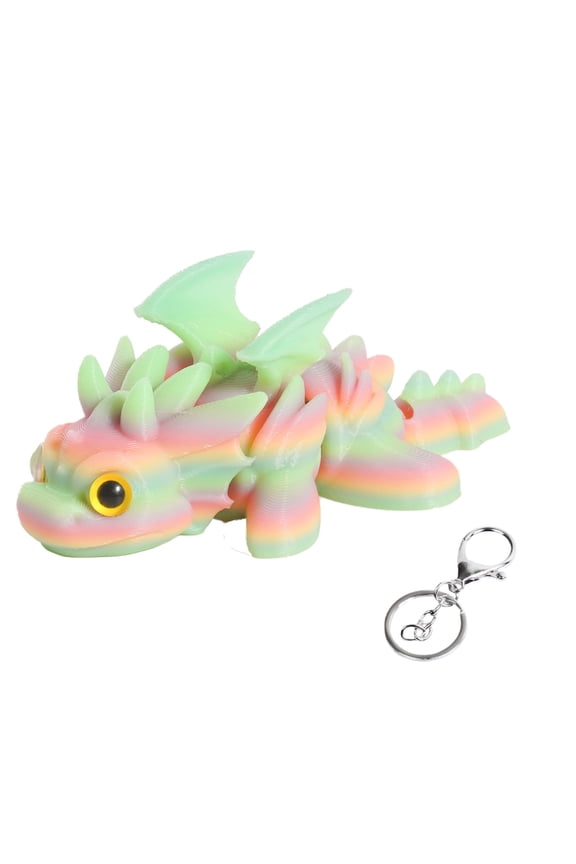 3D Printed Dragon Keychain - Colorful PLA Flexible Articulated Dragon Keyring, Cute Fantasy Backpack Charm for Teens & Women, Unique Gift for Gamers & Collectors