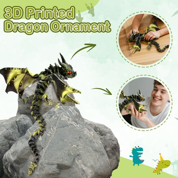 3D Printed Dragon Models,Flexible Joint Animal lacertid Figurines, Stress Relief, Fidget restlessness, ADHD Toys, Surprise Fantasy Gifts color