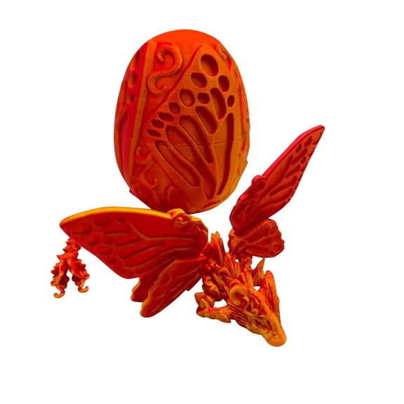 3D Printed Dragon with Mystery Egg, Crystal Fantasy Butterfly Dragon Figurine, Articulated Wing Collectible Statue for Desk Decor, Mythical Creature Gift , Unique 3D Printed Animals Model