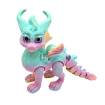 3D Printed Dragon Simulation Eyes Realistic Flying Dragon Joint Movable Desktop Ornaments Crafts, Cute Mini Stress Relief 3-d Printer Animals Toys Decor for Adults
